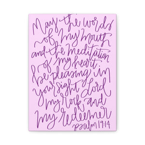 May The Words Of My Mouth Canvas (Pink)