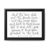 And The Rain Fell (willow script) Canvas, Framed