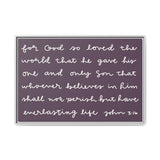 For God So Loved The World Canvas (Purple), Framed