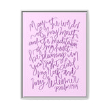 May The Words Of My Mouth Canvas (Pink), Framed