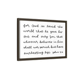 For God So Loved The World Canvas, Framed