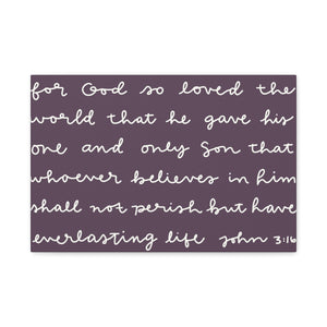 For God So Loved The Loved The World Canvas (Purple)