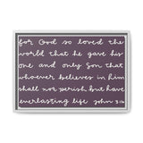 For God So Loved The World Canvas (Purple), Framed