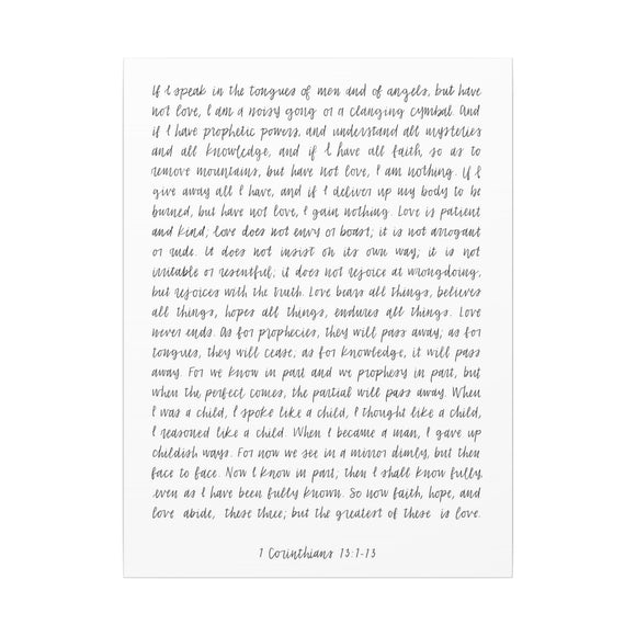 1 Corinthians 13 Scripture Canvas – Love Is the Greatest