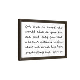 For God So Loved The World Canvas, Framed