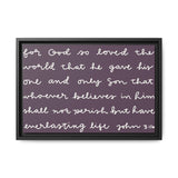 For God So Loved The World Canvas (Purple), Framed