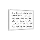 For God So Loved The World Canvas, Framed