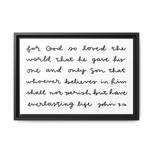 For God So Loved The World Canvas, Framed