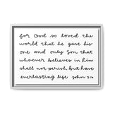 For God So Loved The World Canvas, Framed