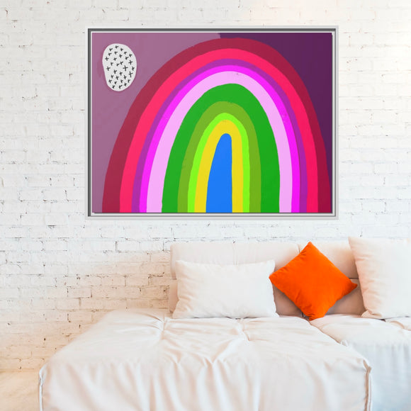 Neon Rainbow Canvas, Framed